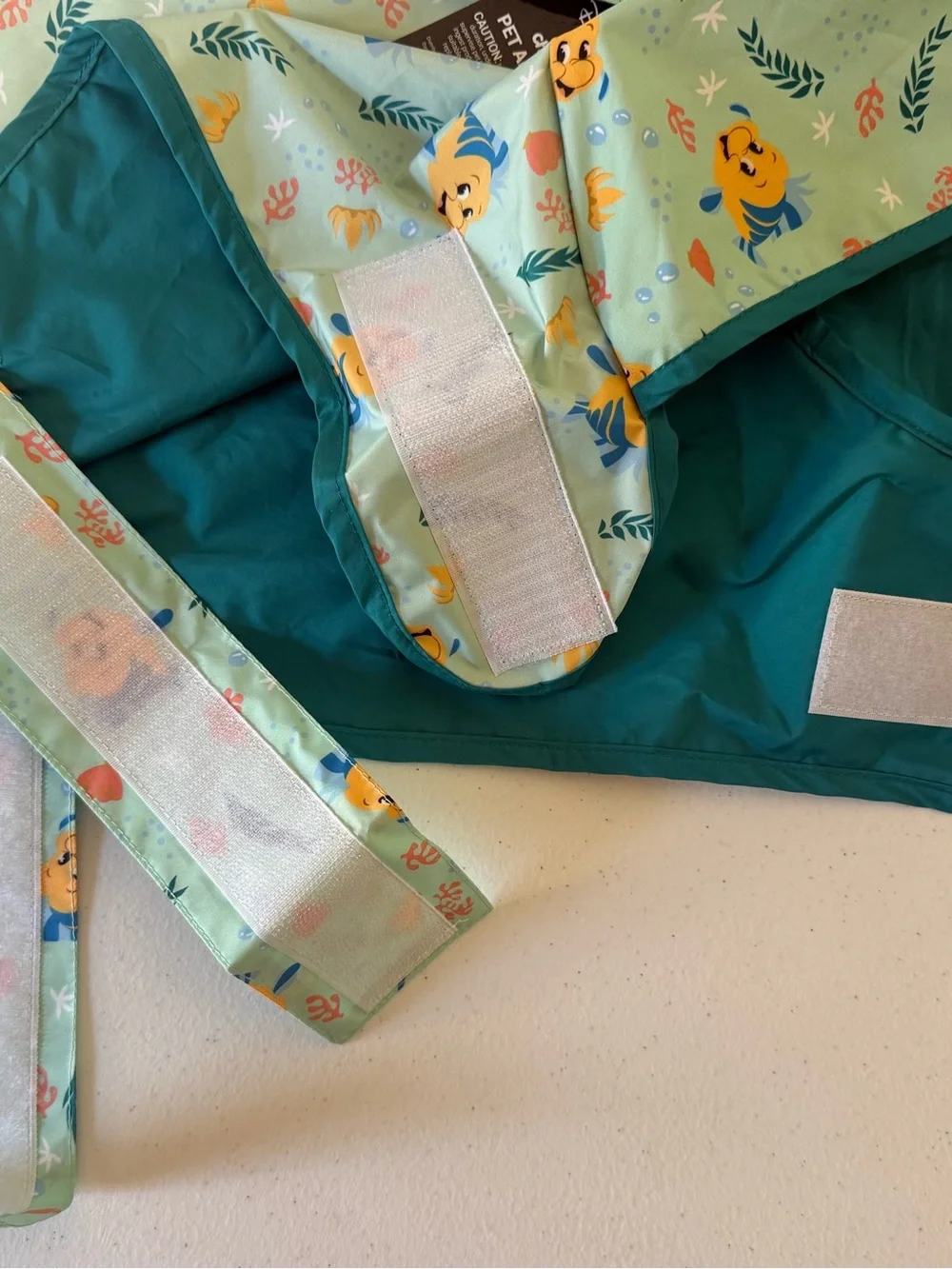 Chewy Disney Dog XXL Little Mermaid Flounder Seafoam Raincoat